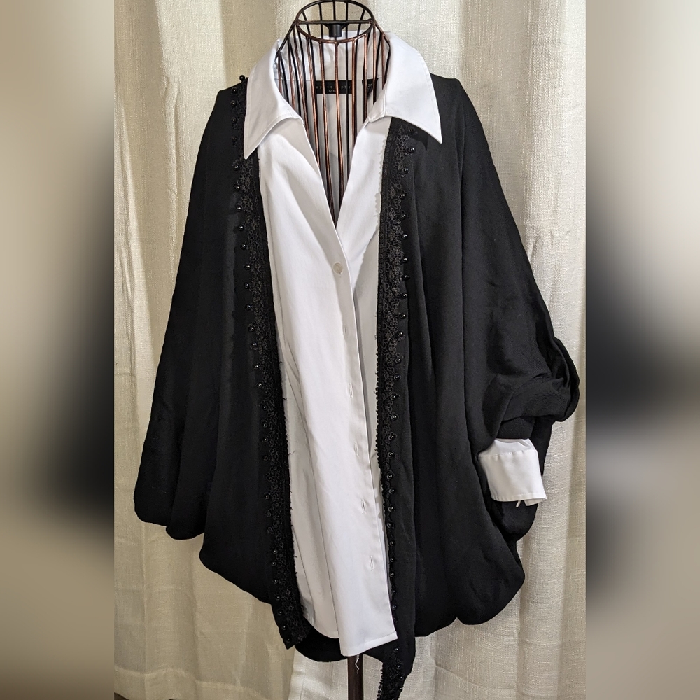 Harvest Collection Shrug/Sleeved Shawl, Beaded, Cozy,‎ Wool Blend New